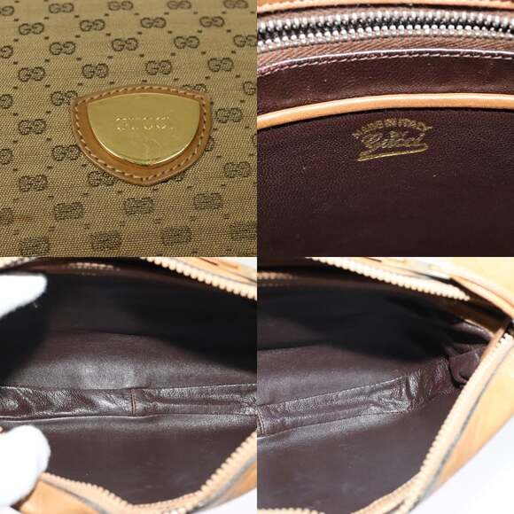 GUCCI Micro GG Canvas Shoulder Bag Beige Gold - Picture 11 of 12